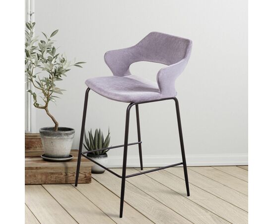 Стул полубарный Woddy, бархат серый, изображение 7 | Интернет магазин мебели и декора LifeDekor