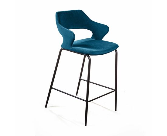 Стул полубарный Woddy, бархат сине-зеленый, изображение 2 | Интернет магазин мебели и декора LifeDekor