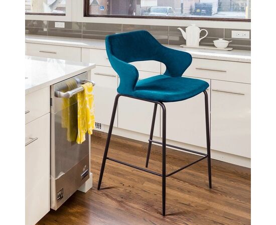 Стул полубарный Woddy, бархат сине-зеленый | Интернет магазин мебели и декора LifeDekor