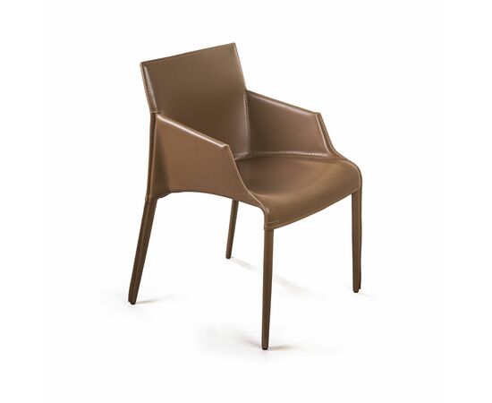 Стул с подлокотниками Morgan, экокожа коричневый, изображение 2 | Интернет магазин мебели и декора LifeDekor