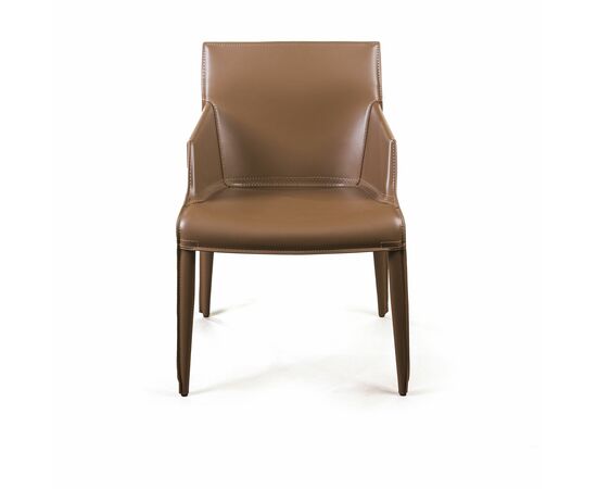 Стул с подлокотниками Morgan, экокожа коричневый, изображение 3 | Интернет магазин мебели и декора LifeDekor