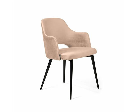 Стул William с подлокотниками, бархат бежевый 5/ черный конус | Интернет магазин мебели и декора LifeDekor