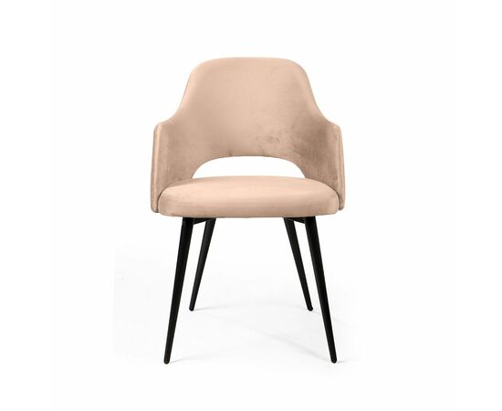 Стул William с подлокотниками, бархат бежевый 5/ черный конус, изображение 4 | Интернет магазин мебели и декора LifeDekor