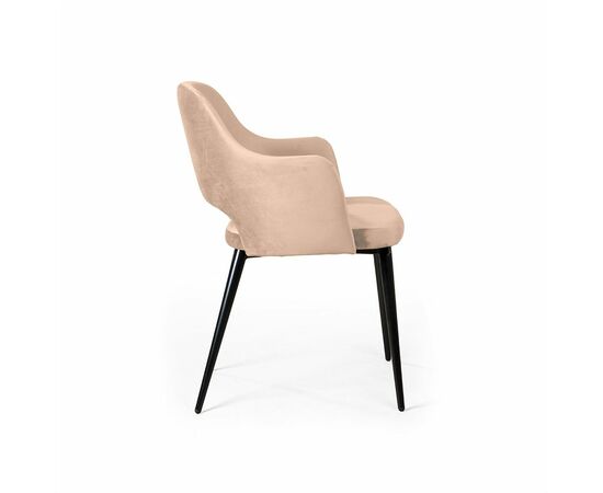 Стул William с подлокотниками, бархат бежевый 5/ черный конус, изображение 2 | Интернет магазин мебели и декора LifeDekor