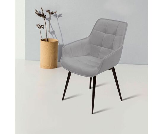 Стул с подлокотниками Capri, бархат светло-серый 26 / опора конус | Интернет магазин мебели и декора LifeDekor