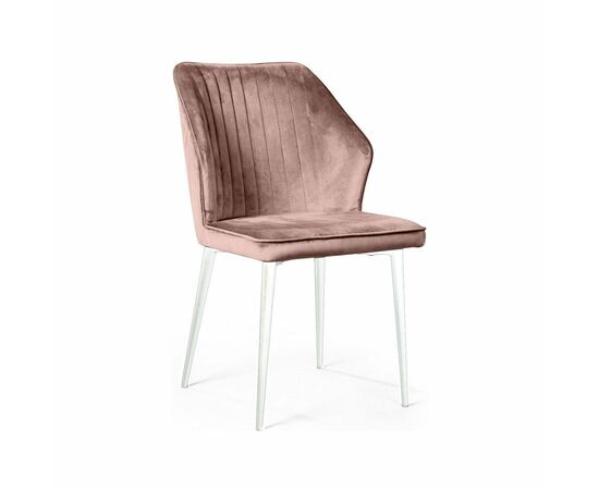 Стул Berg, бархат бежевый 5 / белый конус | Интернет магазин мебели и декора LifeDekor