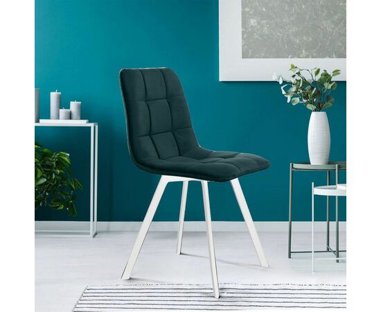 Стул UNO, бархат зеленый 19/ белый профиль, изображение 2 | Интернет магазин мебели и декора LifeDekor