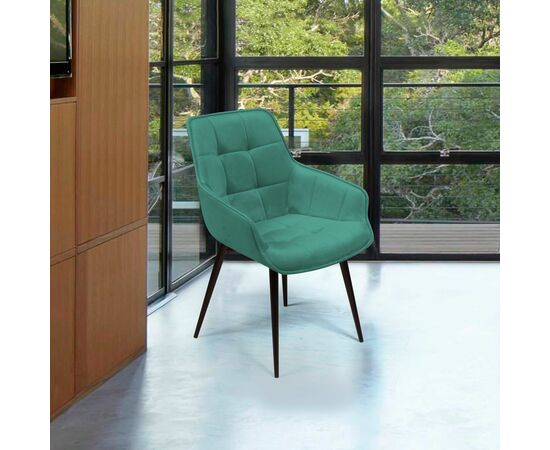 Стул Capri  поворотный 360 градусов, бархат зеленый 19 / опора конус, изображение 2 | Интернет магазин мебели и декора LifeDekor