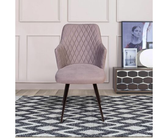 Стул поворотный на 90 градусов, функция возврата, антишум Hunt ромб, бархат пепельно-бежевый 25 / чёрный конус, изображение 2 | Интернет магазин мебели и декора LifeDekor