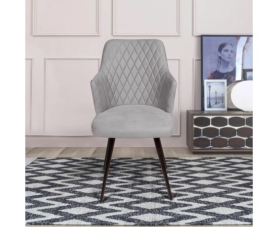 Стул поворотный на 90 градусов, функция возврата, антишум Hunt ромб, бархат светло-серый 26 / чёрный конус, изображение 2 | Интернет магазин мебели и декора LifeDekor