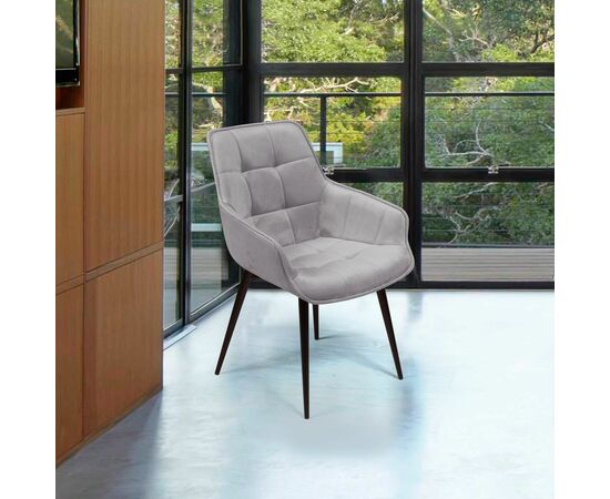 Стул Capri  поворотный 360 градусов, бархат светло-серый 26 / опора конус, изображение 2 | Интернет магазин мебели и декора LifeDekor