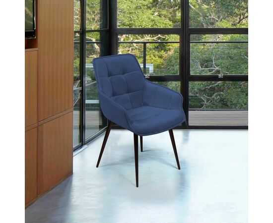 Стул Capri поворотный 90 градусов, функция возврата, антишум бархат синий 29/ опора конус, изображение 2 | Интернет магазин мебели и декора LifeDekor