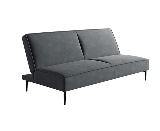 Este диван-кровать трехместный, прямой, без подлокотников, бархат серый 27 | Интернет магазин мебели и декора LifeDekor