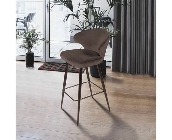 Стул барный Richard, бархат коричневый 12, изображение 2 | Интернет магазин мебели и декора LifeDekor