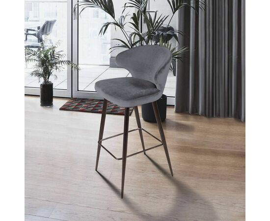 Стул барный Richard, бархат серый 27, изображение 2 | Интернет магазин мебели и декора LifeDekor