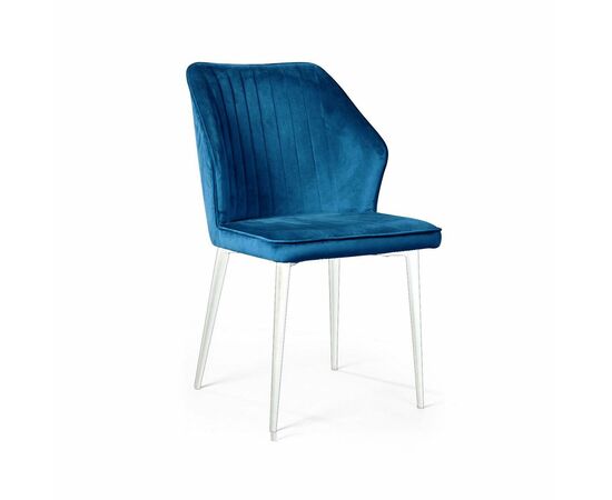 Стул Berg, бархат  синий 29 / белый конус | Интернет магазин мебели и декора LifeDekor