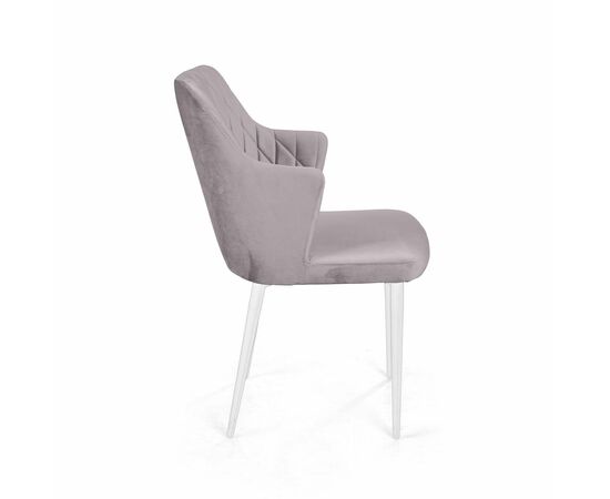 Стул с подлокотниками Hunt ромб, бархат светло-серый 26 / белый конус, изображение 4 | Интернет магазин мебели и декора LifeDekor