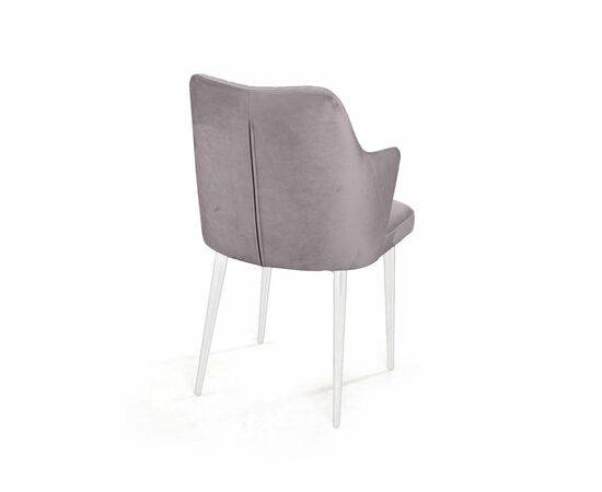 Стул с подлокотниками Hunt ромб, бархат светло-серый 26 / белый конус, изображение 5 | Интернет магазин мебели и декора LifeDekor