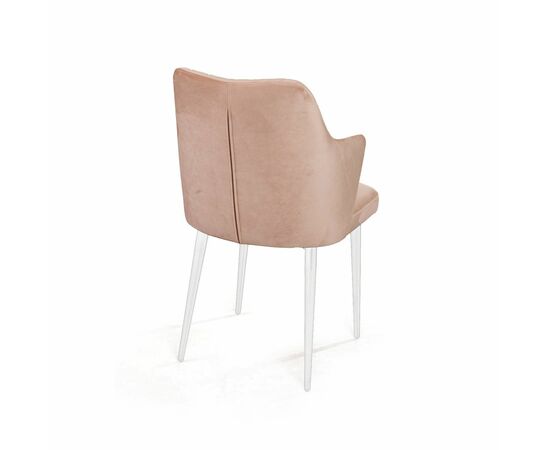 Стул с подлокотниками Hunt ромб, бархат бежевый 5 / белый конус, изображение 5 | Интернет магазин мебели и декора LifeDekor