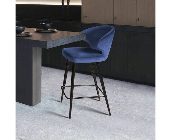 Стул полубарный Richard, бархат синий 29, изображение 2 | Интернет магазин мебели и декора LifeDekor