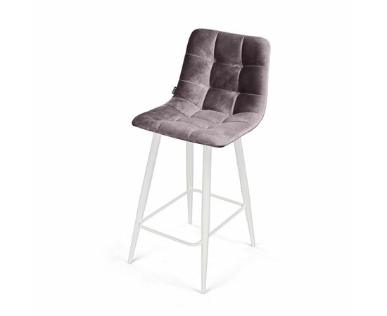 Стул полубарный UNO, бархат светло-серый 26/ белый конус, изображение 4 | Интернет магазин мебели и декора LifeDekor