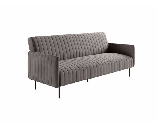 Baccara диван-кровать трехместный прямой с подлокотниками, бархат антрацит 14 | Интернет магазин мебели и декора LifeDekor