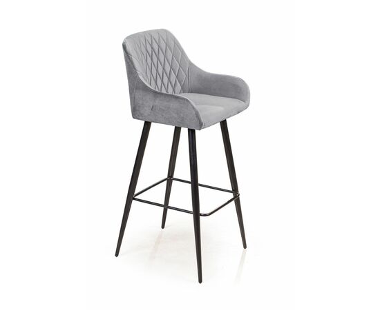 Стул барный Robert, бархат светло-серый 26 | Интернет магазин мебели и декора LifeDekor