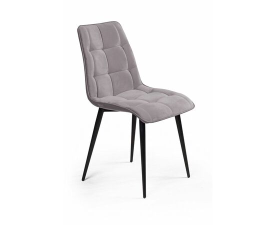 Стул UNO soft, бархат светло-серый 26 / чёрный конус | Интернет магазин мебели и декора LifeDekor