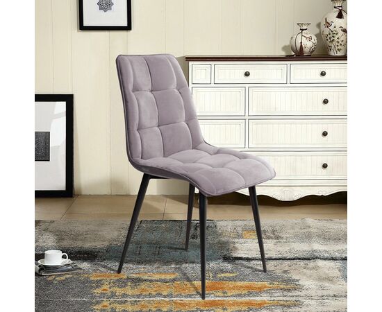 Стул UNO soft, бархат светло-серый 26 / чёрный конус, изображение 2 | Интернет магазин мебели и декора LifeDekor