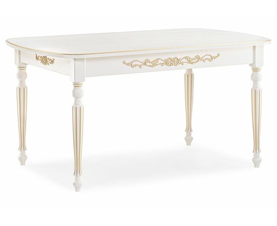 Стол деревянный Бевье молочный / золото | Интернет магазин мебели и декора LifeDekor