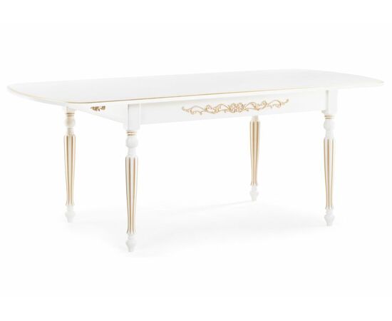 Стол деревянный Бевье молочный / золото, изображение 3 | Интернет магазин мебели и декора LifeDekor