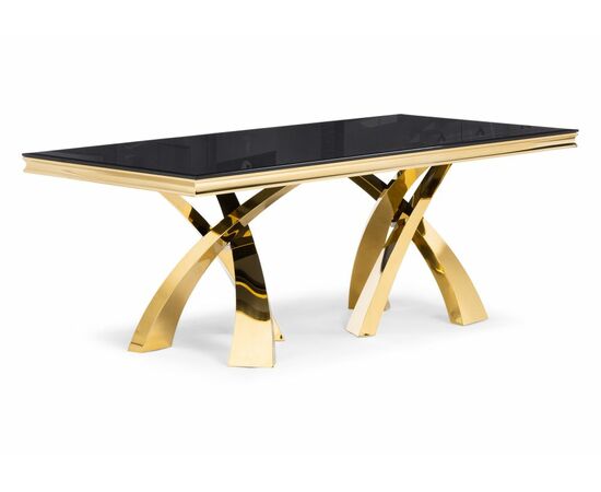 Стол стеклянный Komin 2 черный / золото | Интернет магазин мебели и декора LifeDekor