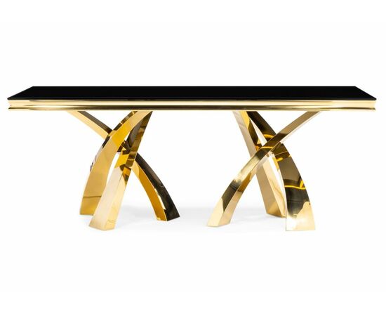 Стол стеклянный Komin 2 черный / золото, изображение 2 | Интернет магазин мебели и декора LifeDekor