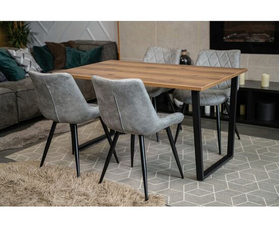 Стол деревянный Лота Лофт 120 25 мм дуб делано темный / матовый черный, изображение 5 | Интернет магазин мебели и декора LifeDekor