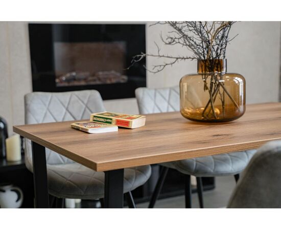 Стол деревянный Лота Лофт 120 25 мм дуб делано темный / матовый черный, изображение 6 | Интернет магазин мебели и декора LifeDekor