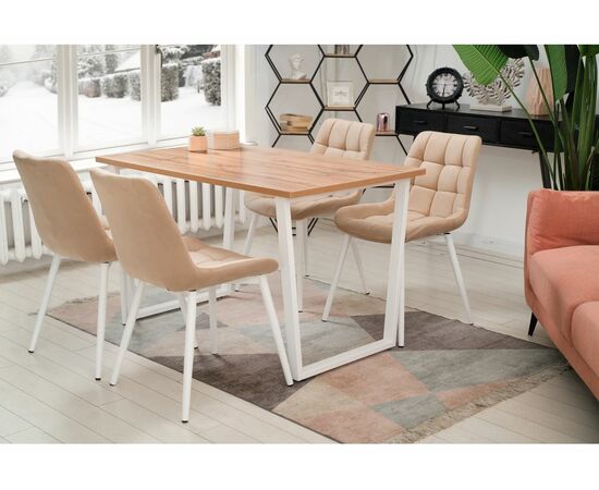 Стол деревянный Лота Лофт 120 25 мм дуб вотан / матовый белый, изображение 6 | Интернет магазин мебели и декора LifeDekor