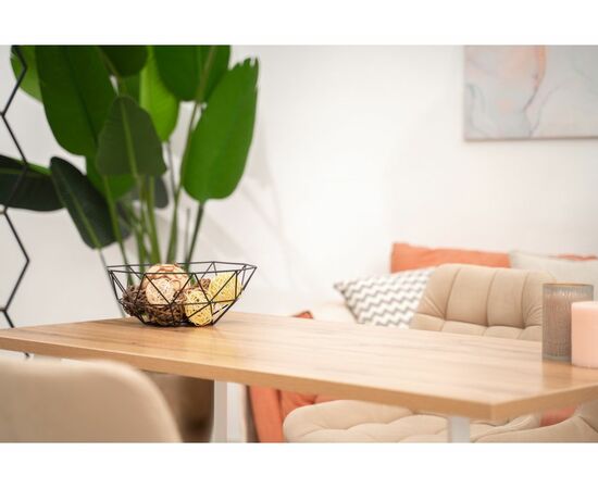 Стол деревянный Лота Лофт 120 25 мм дуб вотан / матовый белый, изображение 7 | Интернет магазин мебели и декора LifeDekor