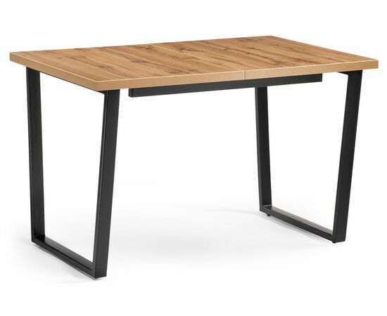 Стол деревянный раскладной Лота Лофт 120 25 мм черный матовый / дуб вотан | Интернет магазин мебели и декора LifeDekor