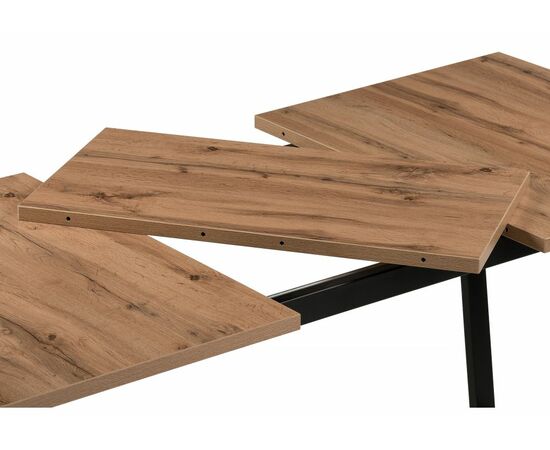 Стол деревянный раскладной Лота Лофт 120 25 мм дуб делано темный / матовый черный, изображение 5 | Интернет магазин мебели и декора LifeDekor