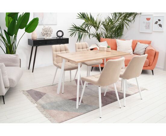 Стол деревянный Тринити Лофт 120 25 мм дуб делано светлый / матовый белый, изображение 6 | Интернет магазин мебели и декора LifeDekor