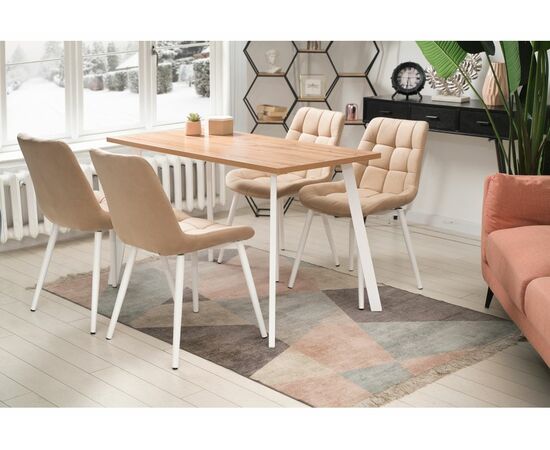 Стол деревянный Тринити Лофт 120 25 мм дуб вотан / матовый белый, изображение 6 | Интернет магазин мебели и декора LifeDekor