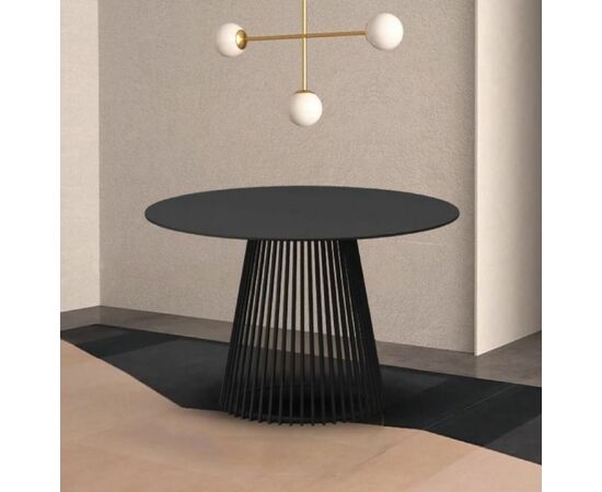 Стол TERNI 120 MATT BLACK MARBLE SINTERED STONE Черный мрамор матовый, керамика/Черный каркас М-City, изображение 2 | Интернет магазин мебели и декора LifeDekor