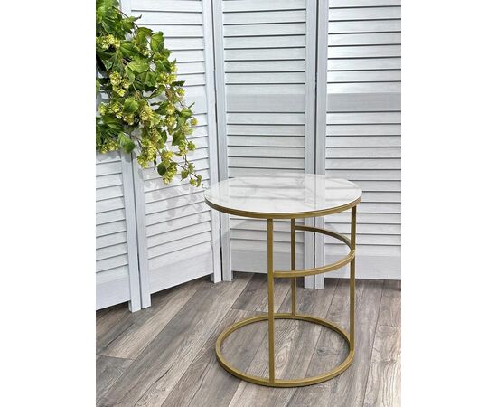 Журнальный столик Френсис Белый мрамор, стекло/ золотой каркас M-city, изображение 2 | Интернет магазин мебели и декора LifeDekor