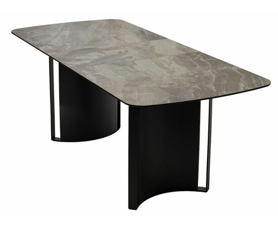 Стол RASMUS 160 KL-80 Серый мрамор, итальянская керамика / черный каркас М-City, изображение 3 | Интернет магазин мебели и декора LifeDekor