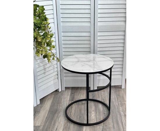 Журнальный столик Френсис Белый мрамор, стекло/ черный M-city, изображение 4 | Интернет магазин мебели и декора LifeDekor