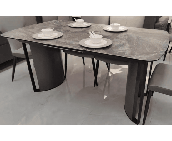 Стол RASMUS 160 KL-80 Серый мрамор, итальянская керамика / черный каркас М-City, изображение 2 | Интернет магазин мебели и декора LifeDekor