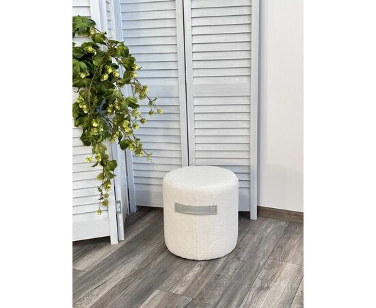 Пуф для гостиной HARTA NINI-01 Белый, teddy  / TKS-07 серый, экокожа М-City, изображение 3 | Интернет магазин мебели и декора LifeDekor