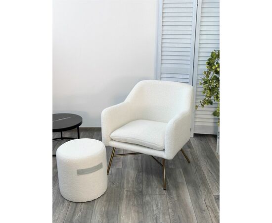 Пуф для гостиной HARTA NINI-01 Белый, teddy  / TKS-07 серый, экокожа М-City, изображение 5 | Интернет магазин мебели и декора LifeDekor