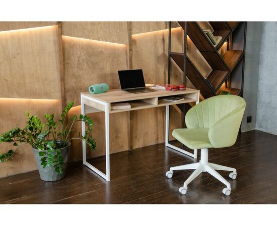 Стол Леон Лофт дуб делано светлый / матовый белый, изображение 6 | Интернет магазин мебели и декора LifeDekor