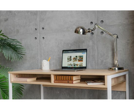 Стол Леон Лофт дуб делано светлый / матовый белый, изображение 7 | Интернет магазин мебели и декора LifeDekor